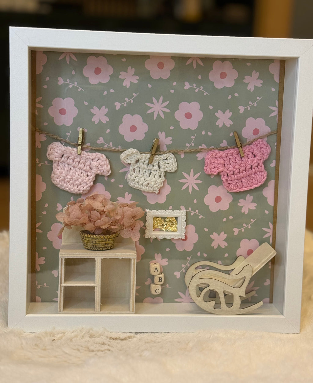 3D Shadowbox Geburt, Babyshower Babyzimmer