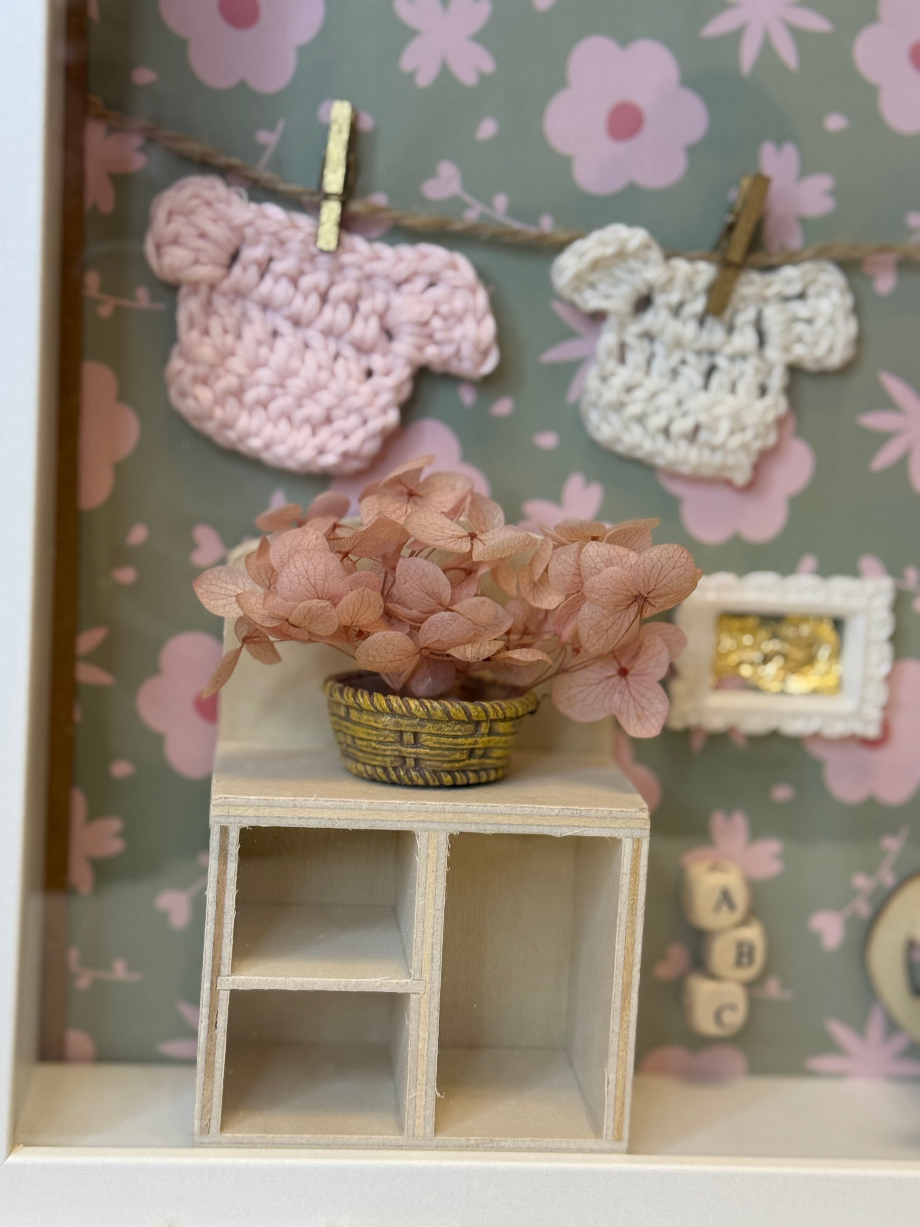 3D Shadowbox Geburt, Babyshower Babyzimmer