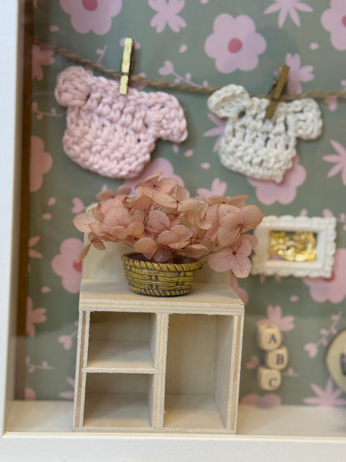 3D Shadowbox Geburt, Babyshower Babyzimmer