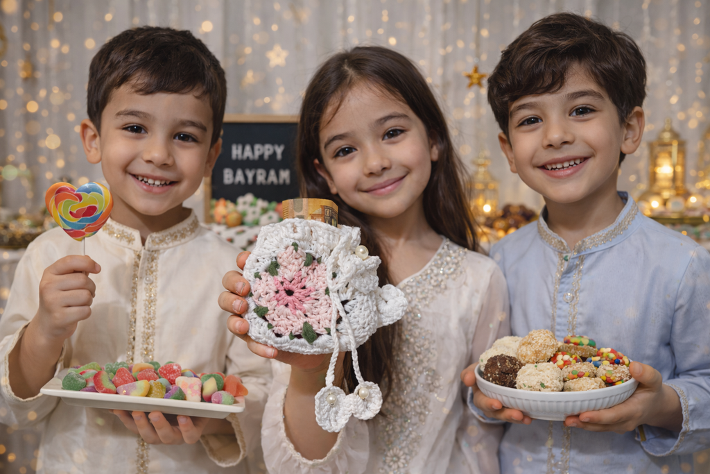 Gehäkeltes Geldsäckchen mit Blume & Perlen | Eid Gift